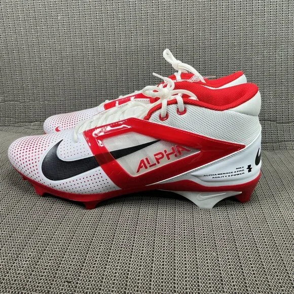 Nike Alpha Menace 4 Men’s Size 15 Red/White Pro Football Cleats - Picture 1 of 9